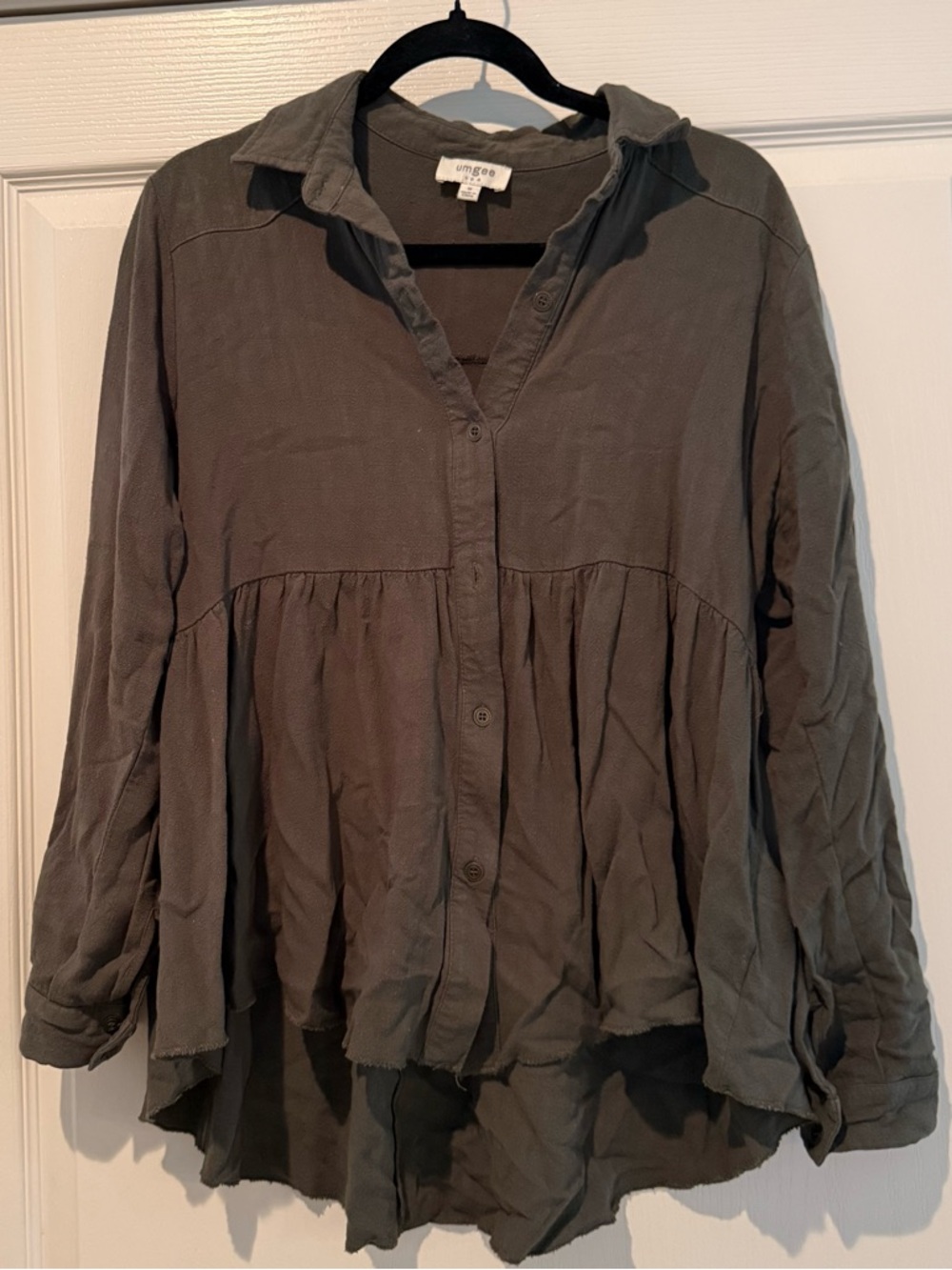 Khaki Green Top - Boutique - linen and cotton